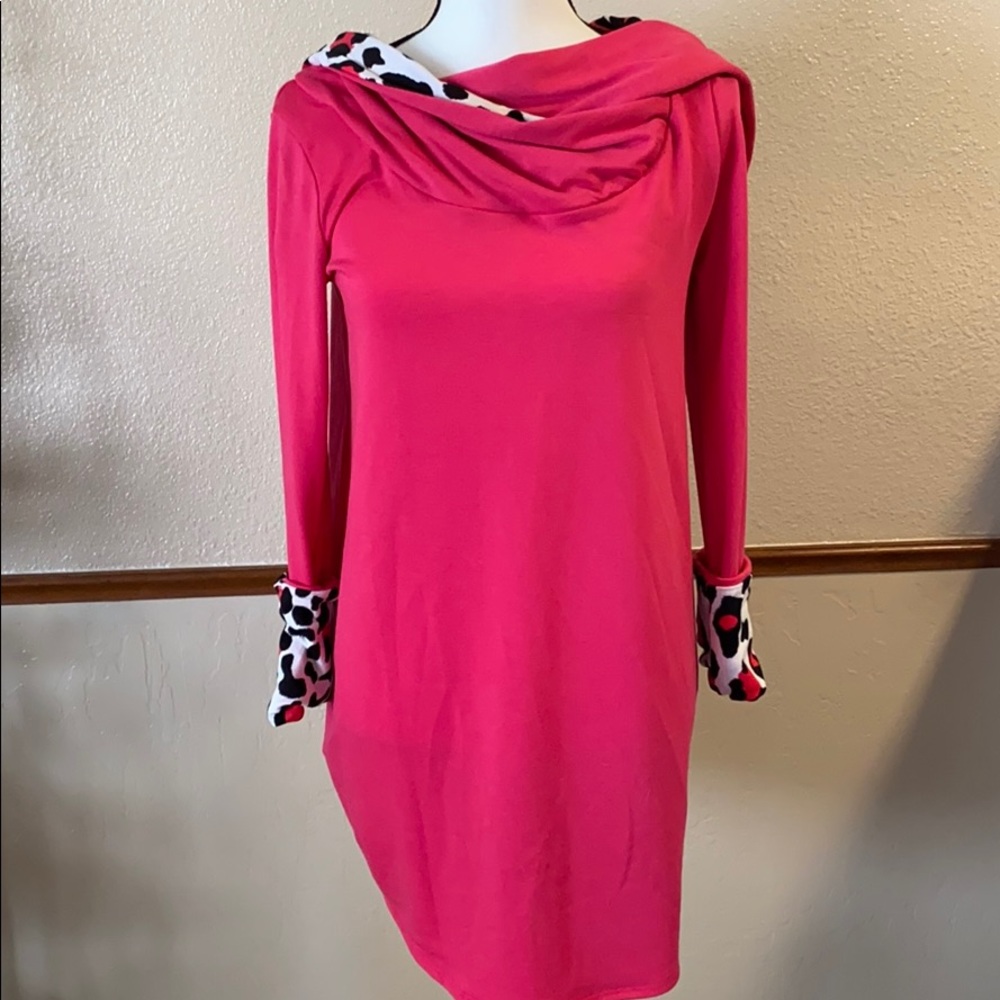 Hot Pink Leopard Hoodie Top